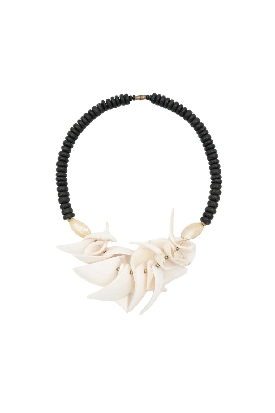 Vintage Carved Shell Cluster Statement Necklace